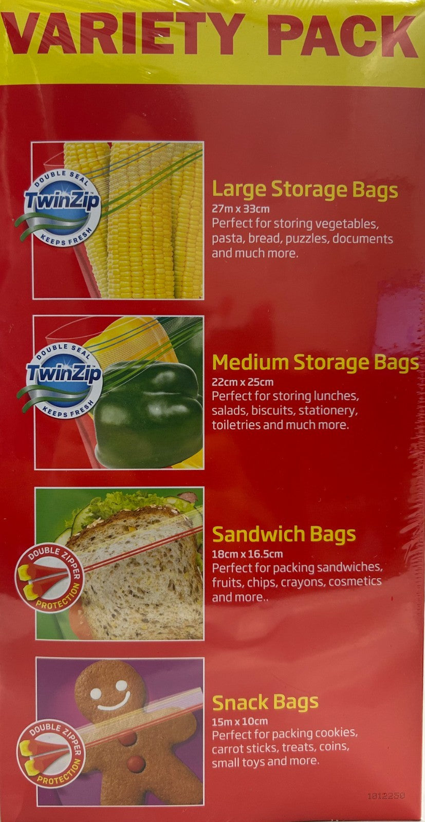 Hercules Resealable Bags Variety Pack Medium Large Sandwich Snack 350 Zip Bag