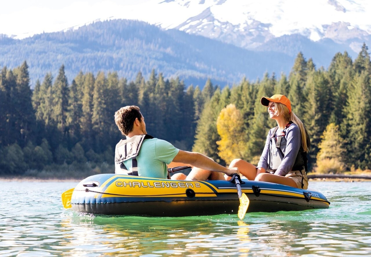 Intex Challenger Inflatable Kayak 2 Person Boat w/ Oars Pump Sports River Lake