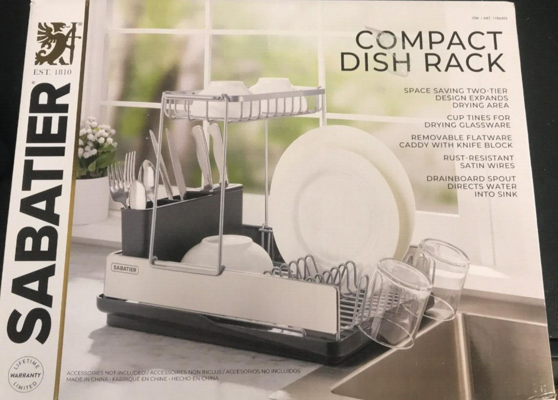 Sabatier Compact Dish Rack Drying Plates Cup Holder Tray Drainer Organiser