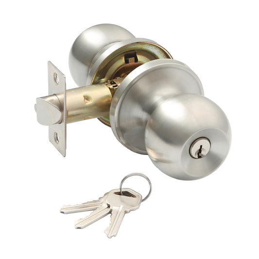 Ikonic Ruby Entrance Door Knob Handle Set Thickness Brushed Nickel Finised