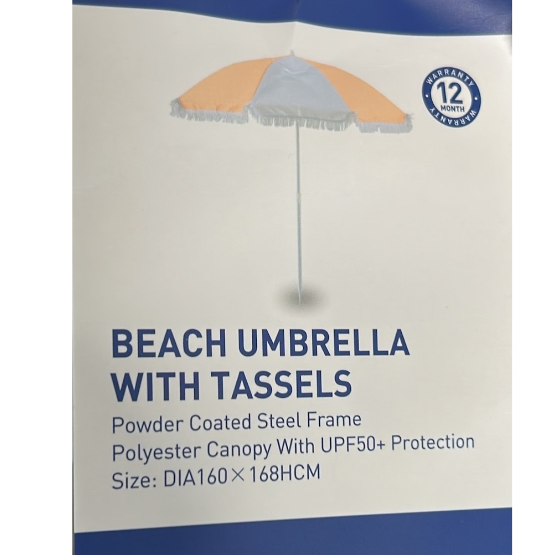 Marquee Beach Umbrella Tassel Picnic Portable Sun Protection 1.6m Flame
