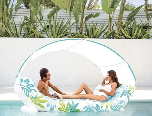 Intex Inflatable Tropical Canopy Lounge Float Two Person Swimming Pool Bed