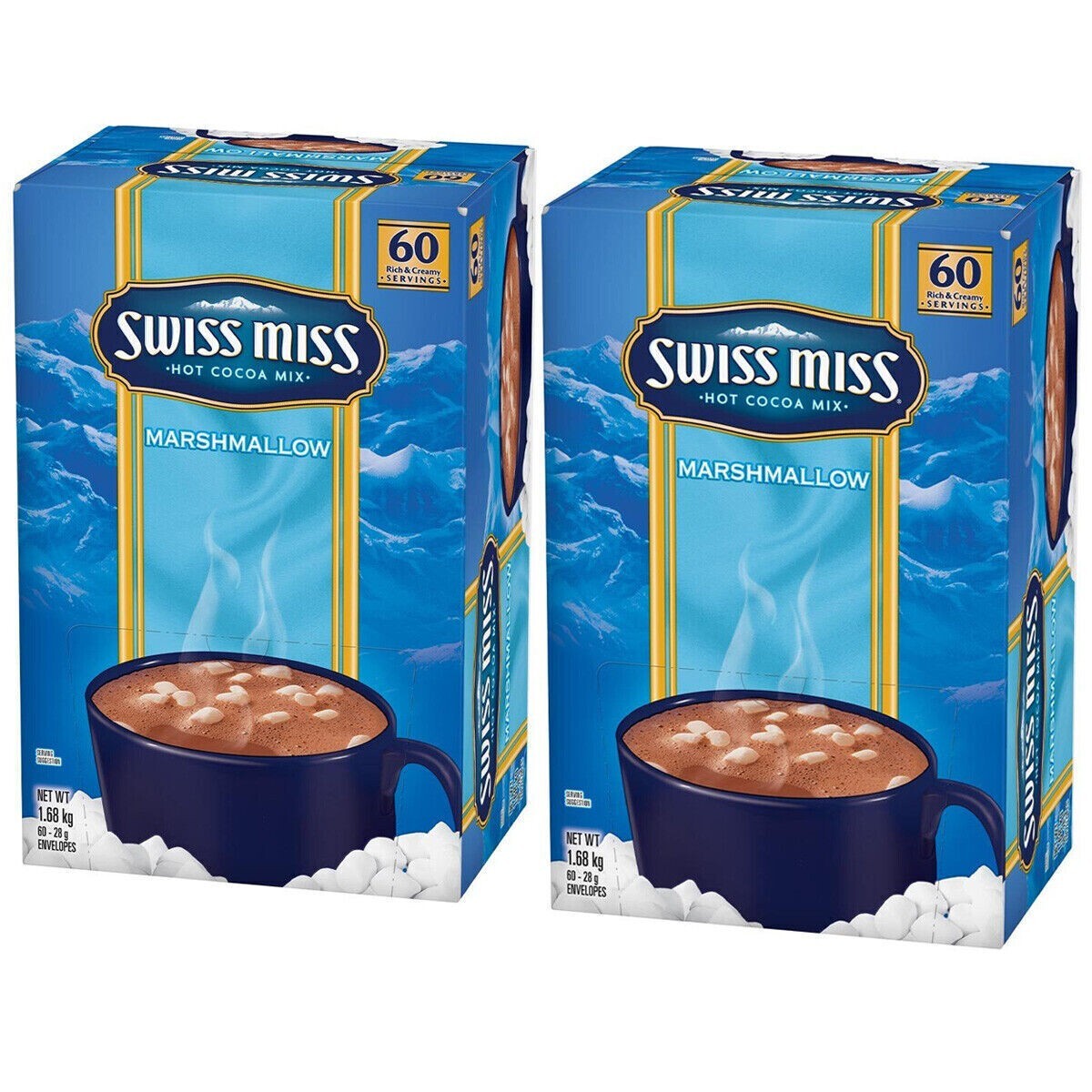 2 x Swiss Miss Hot Cocoa Mix Marshmallow Rich & Creamy Hot Chocolate Drink 60pk
