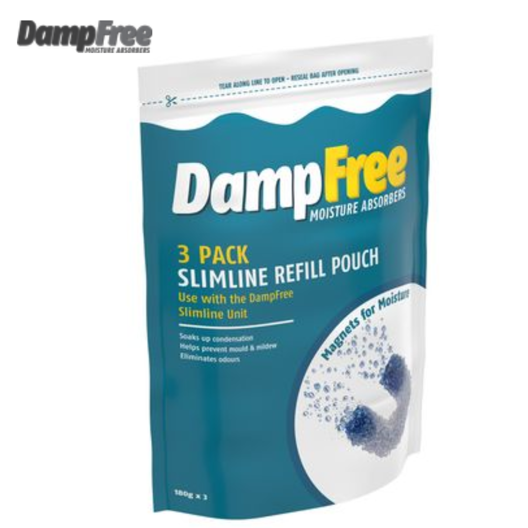 3 Pack DampFree Moisture Absorber Non-Scented Slimline Refill Crystals Odours