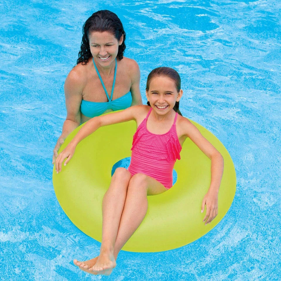 Intex Inflatable Swim Ring Tube Neon Frost Round Kids Assorted Colour 91cm