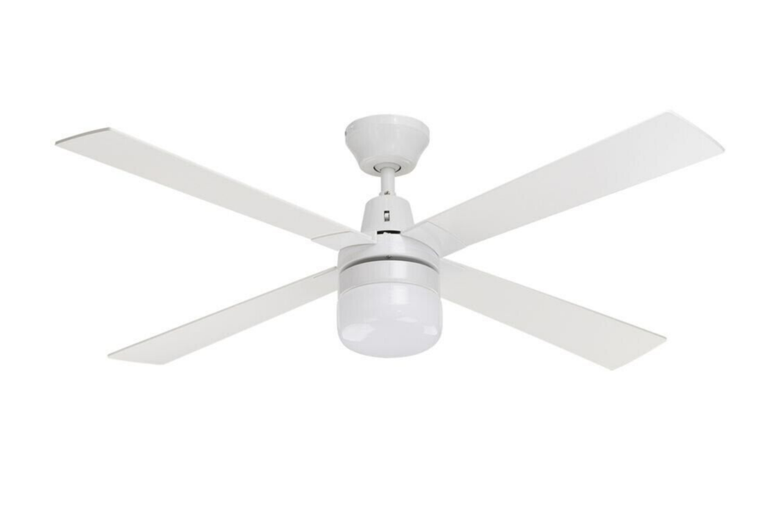Arlec Ceiling Fan Clipper LED Light 4 Blade 120cm White 240V
