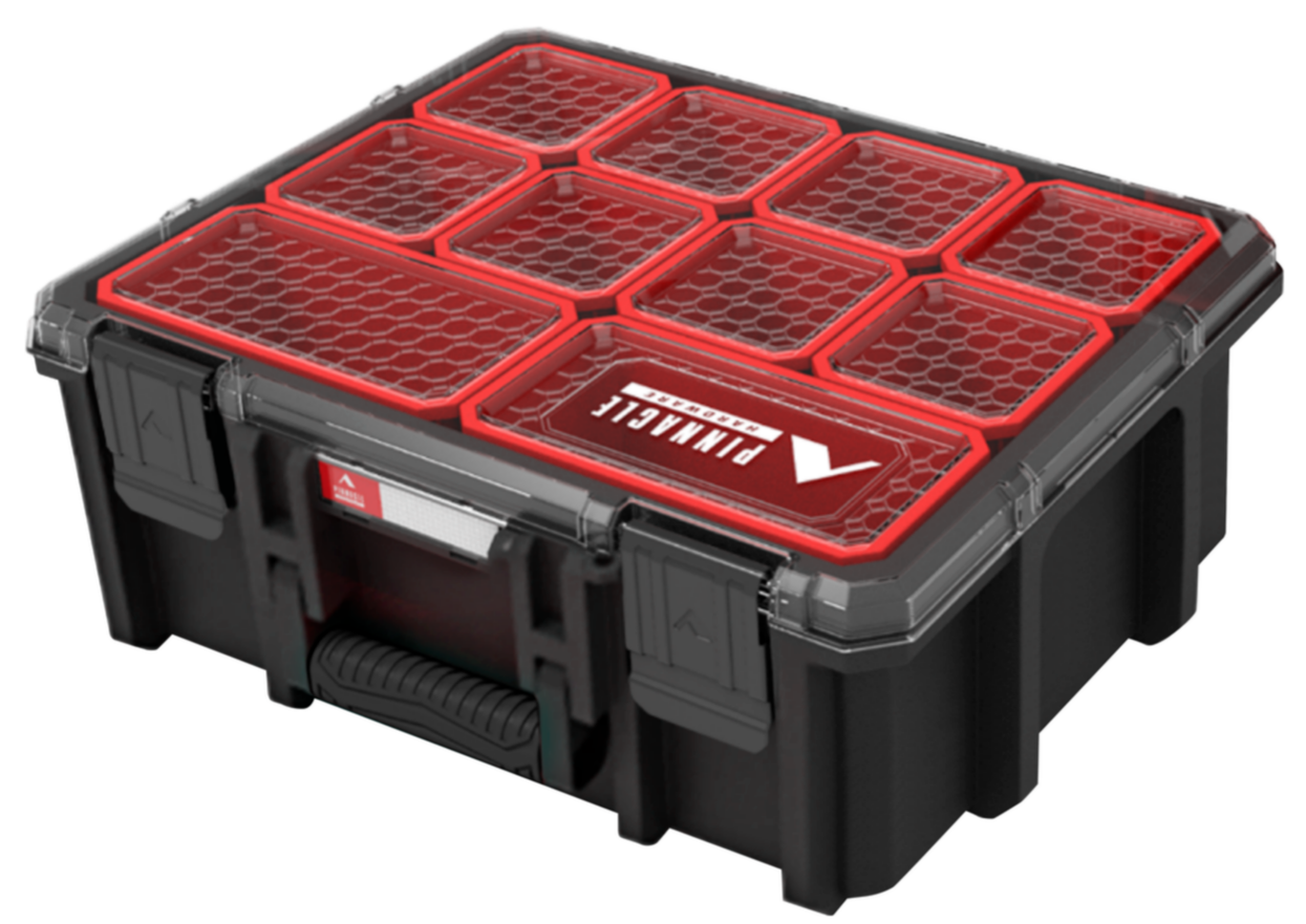 Pinnacle 20 Compartment Tool Organiser Heavy Duty Storage Box Case Carry Handle