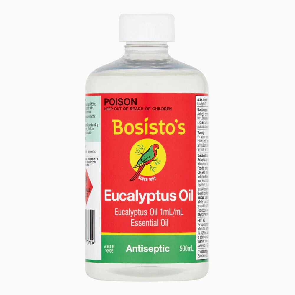 2x Bosisto's Eucalyptus Oil 500ml Aromatherapy Natural Muscular Pain Remedies