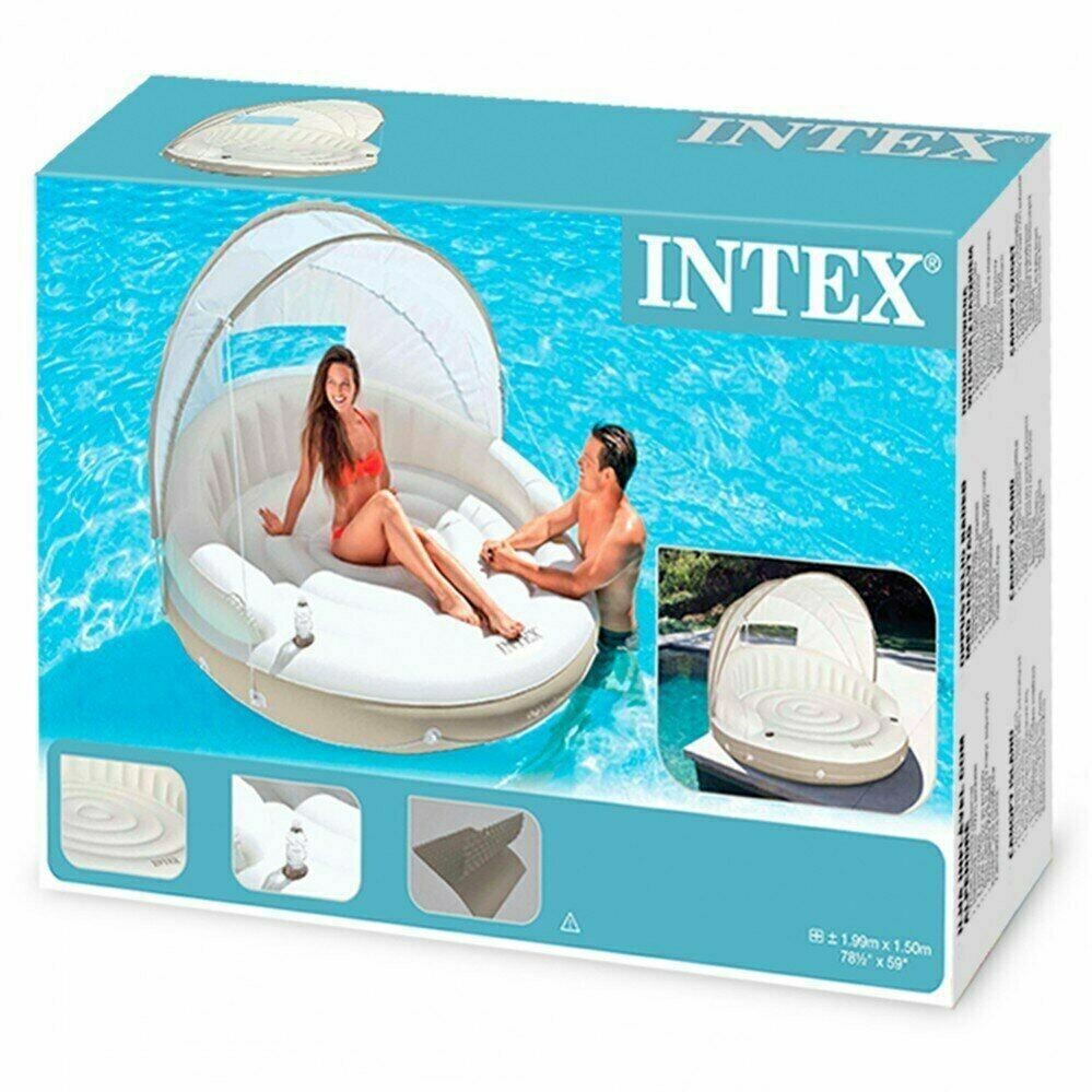 Intex Canopy Inflatable Pool Island Float Lounge Mattress Sun Shade 199x150cm