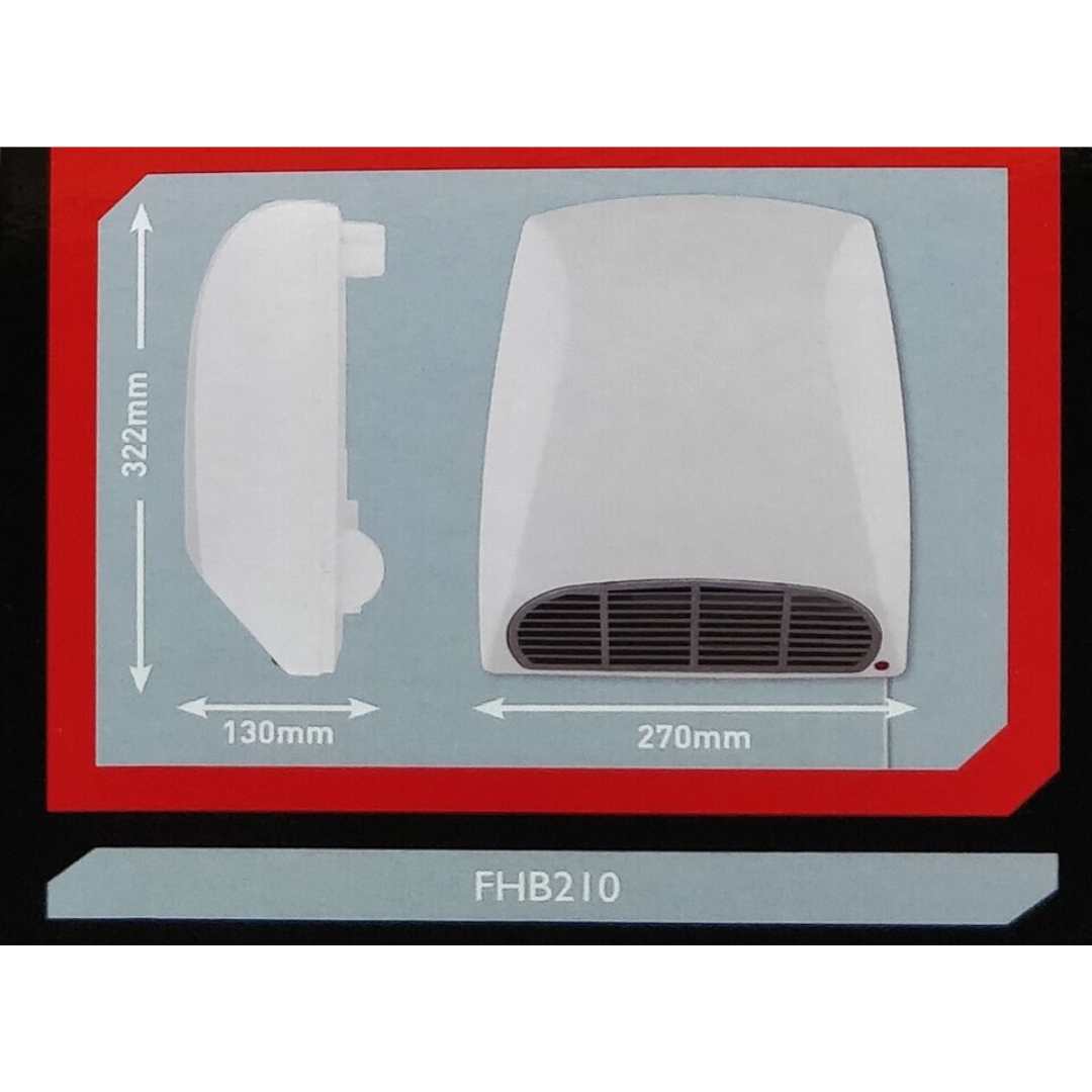 Arlec Bathroom Wall Mounted Fan Heater 2000W with Pull Cord 2 Heat Settings