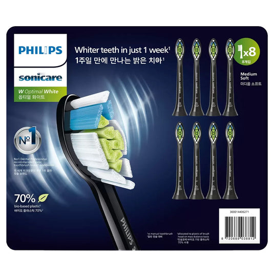 8X  Genuine Philips Sonicare W2 Optimal Black Standard Electric Toothbrush Heads
