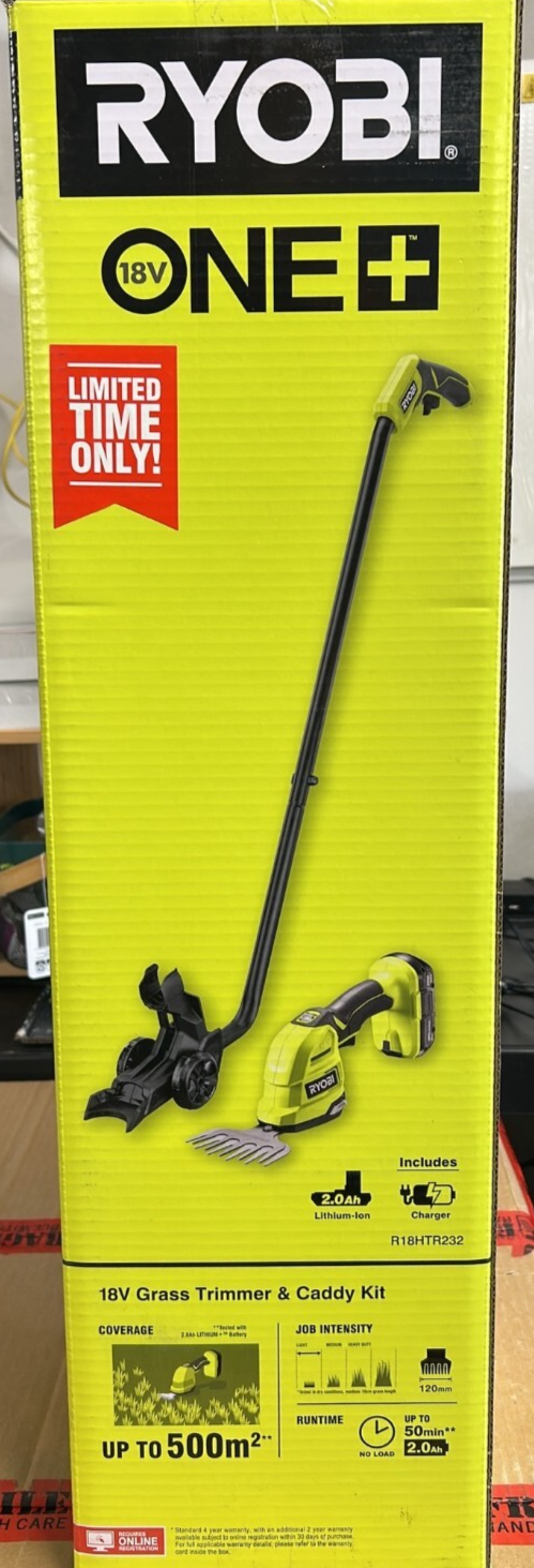 Ryobi 18V ONE+ 2.0Ah Lithium Grass Trimmer Shear And Caddy Kit Includes Charger