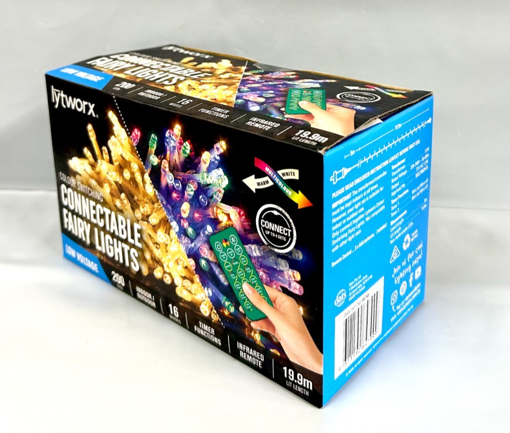 Lytworx Colour Switching Connectable Fairy Lights Remote 200 LED Christmas Decor