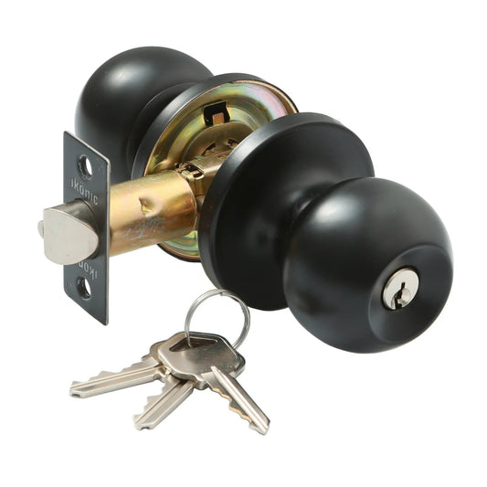 Ikonic Ruby Entrance Door Knob Set Lock Handle Hardware Accessories Matte Black