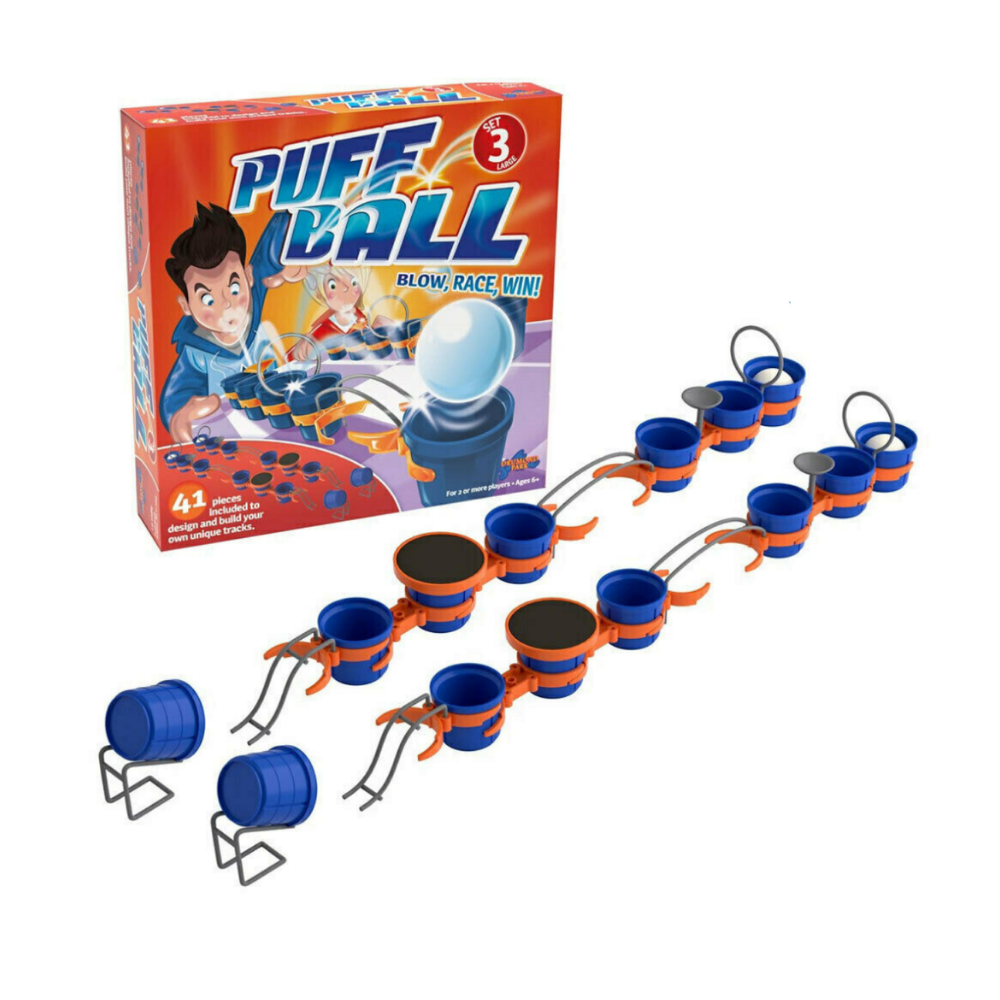 Tomy Puff Ball Race Blow Game Set Kids Power Action Children Party Toy 41Pcs