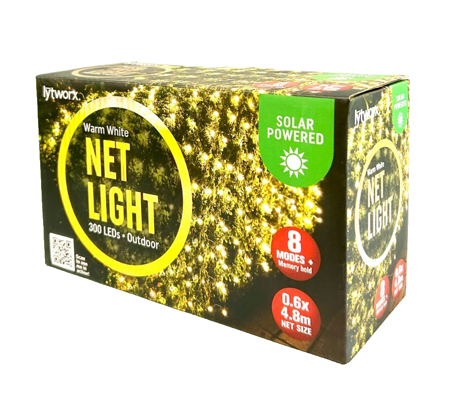 Lytworx Solar Net Lights 300 LED Warm White Snowing Curtain Christmas Decoration