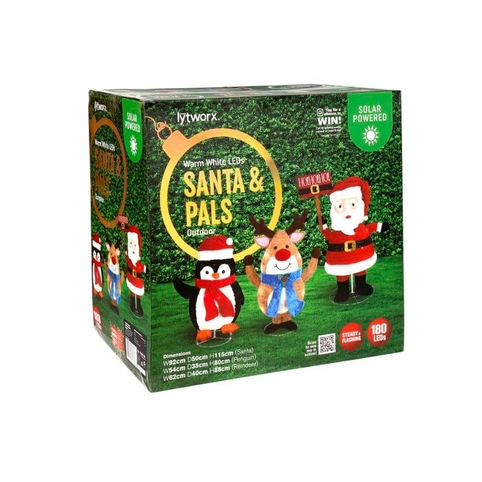 Lytworx Santa And Pals Statues Warm White Solar Powered 180 LED Xmas Decor