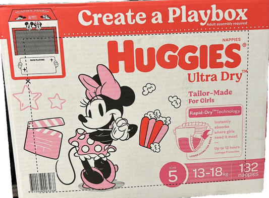 Huggies Girls' Ultra Dry Nappies Size 5 Walker 132 Disposable Diapers 13-18kg