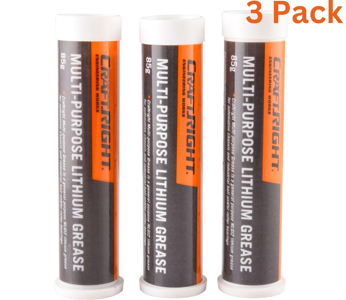 Craftright Mini Grease Cartridge Multi Purpose NLGI 2 Lithium 85g x 3 Pack