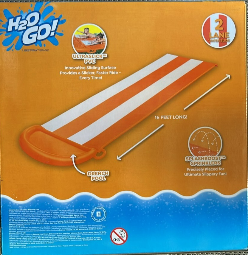Bestway H2OGO Inflatable Water Slide Double Lane Slip Summer Outdoor Splash Toy