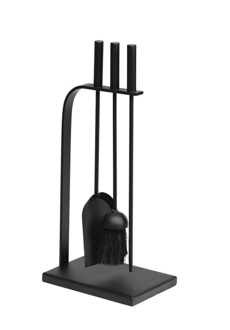 Jumbuck Fireplace Tool Set Shovel Brush Poker Stand Outdoor FirePit Coated Steel