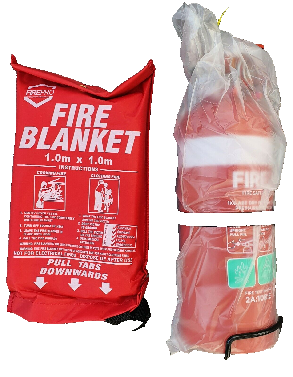 FirePro Fire Extinguisher 1kg + Blanket 1m x 1m Kit Home Car Caravan Boat