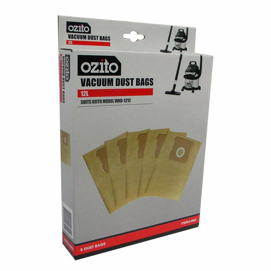 Ozito Replacement Vacuum Dust Bags Dry Vac Cleaner 12L Bag 5 Pack