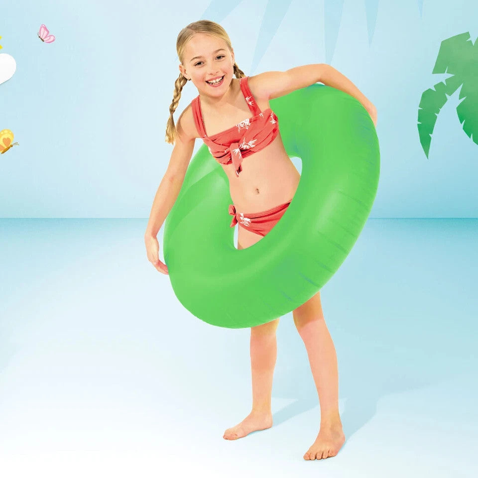 Intex Inflatable Swim Ring Tube Neon Frost Round Kids Assorted Colour 91cm