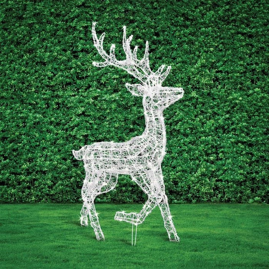Lytworx Kicking Reindeer Statue Cool And Warm White Solar 110cm x 70cm 160 LED