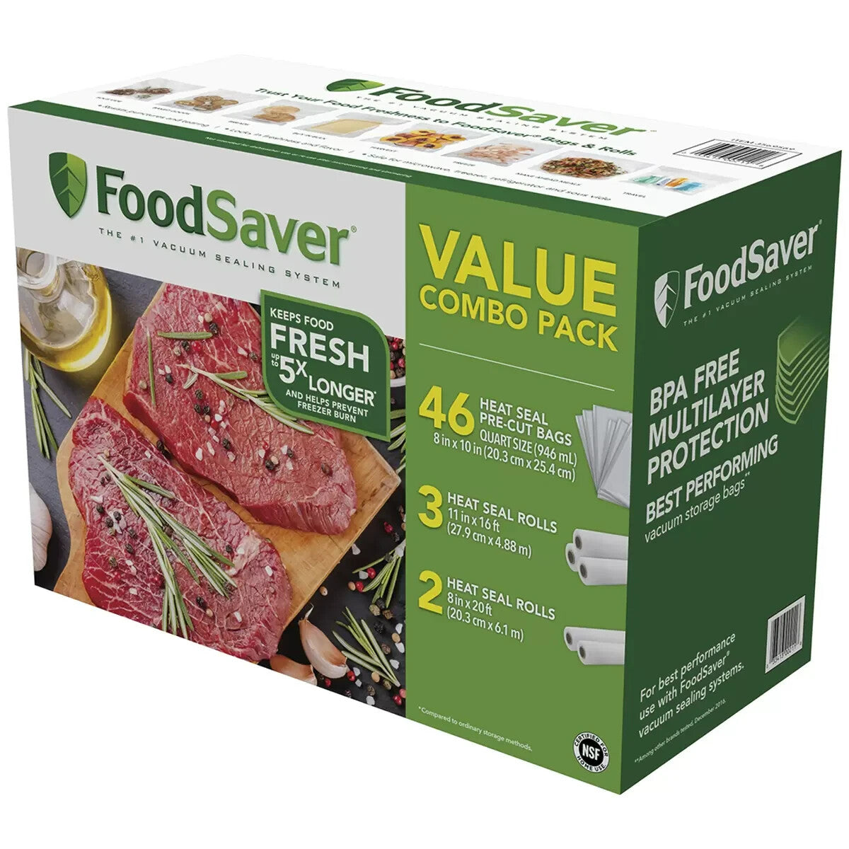 FoodSaver 46 Vacuum Sealer Rolls Food Saver Bag Meat Vegetable Storage Pack