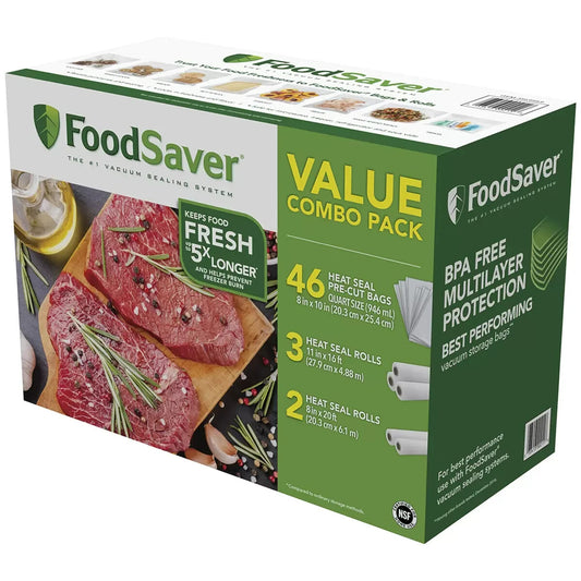 FoodSaver 46 Vacuum Sealer Rolls Food Saver Bag Meat Vegetable Storage Pack