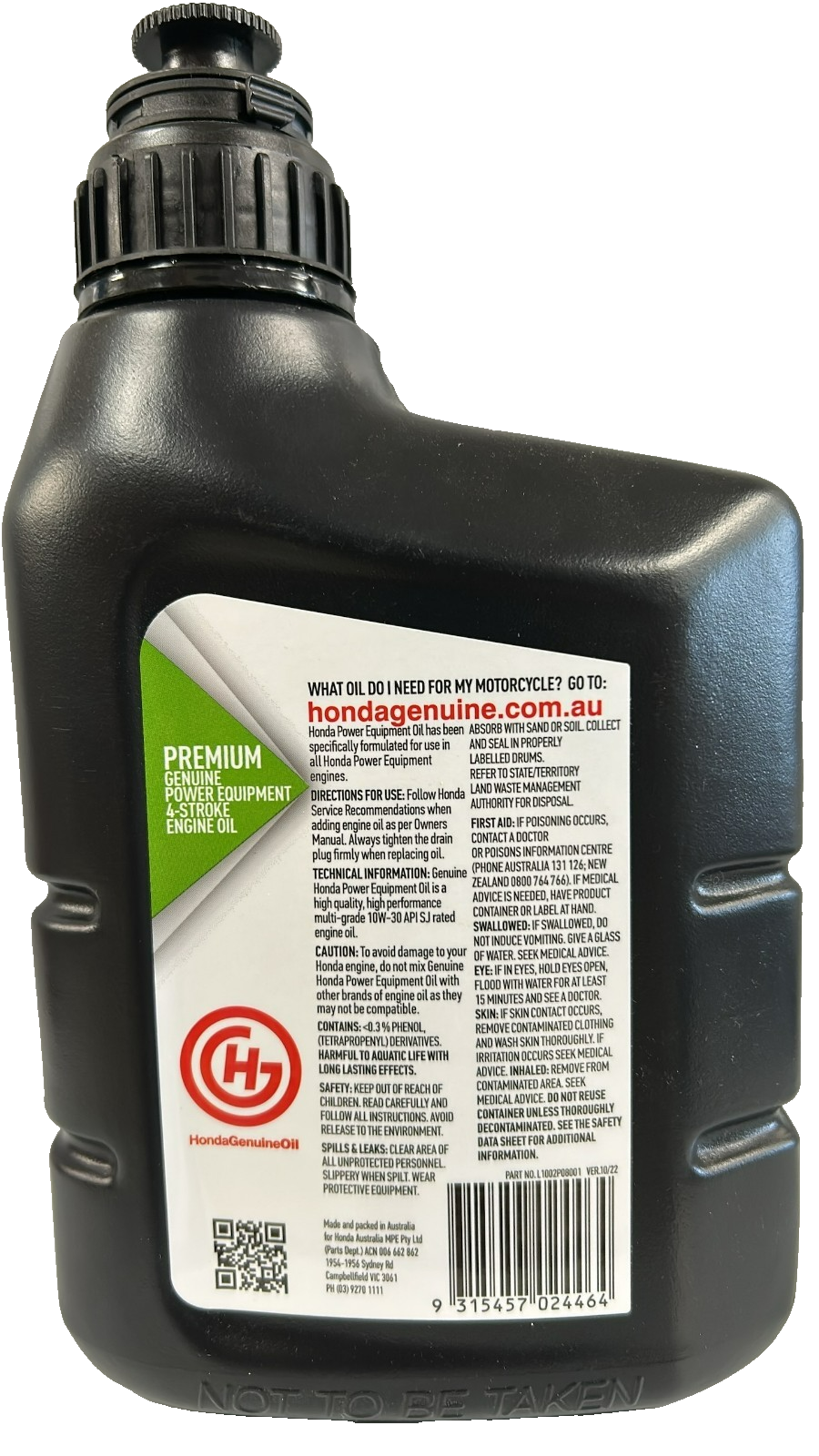 Honda 4 Stroke Power Equipment Oil Lubricant Protect Against Engine Wear 1 Litre