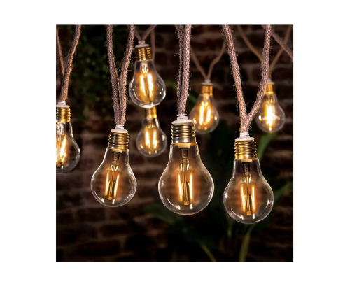 Lytworx Burlap Cord Filament Connectable Party Xmas Lights 10 LED Warm White