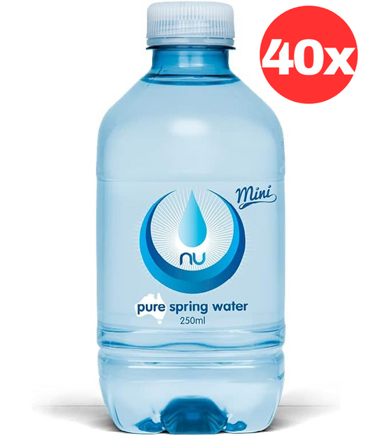 Nu-Pure Australian Pure Spring Water 40 x 250ML Mini Bottle Drink Bulk Pack