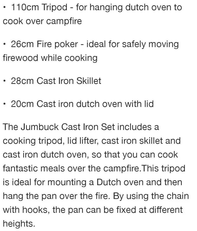 Jumbuck Campire Tripod Outdoor Camping Cast Pot Fire Cooking Picnic Barbecue