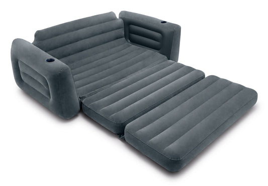 Intex Pull Out Sofa Bed Air Couch Inflatable Lounge Camping  with Drink Holder