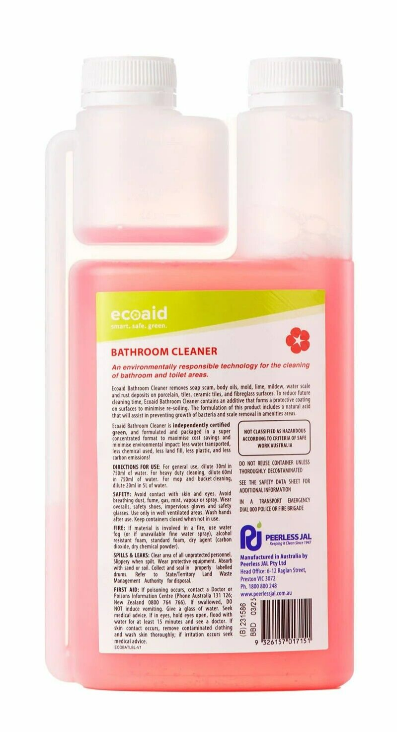 Peerless JAL 1L Ecoaid Bathroom Cleaner Toilet Concentrate Disinfecting Liquid