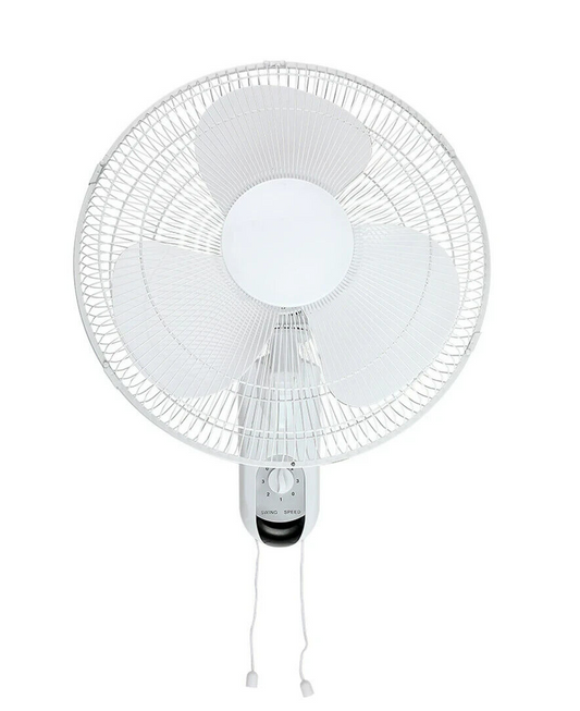 Heller 40cm Wall Mounted Oscillating Fan Electric With Pull Cord White 3 Speed