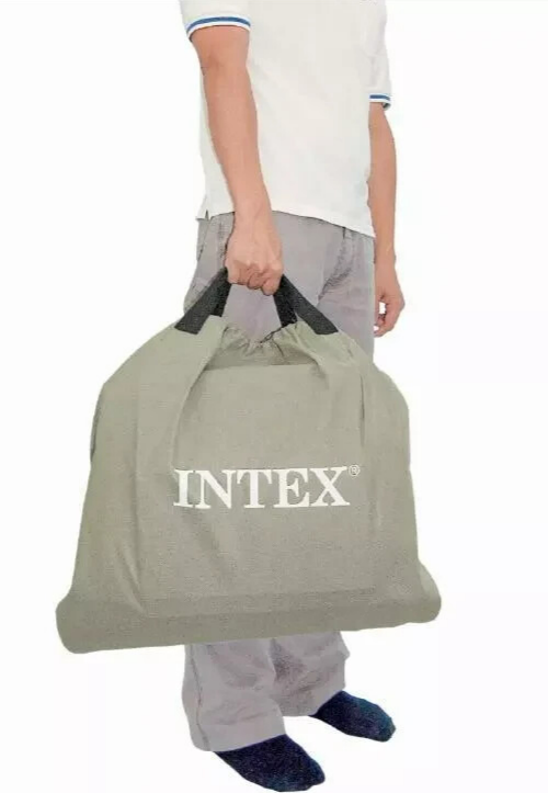Intex Double Air Bed Inflatable Mid-Rise Camping Mattress Inbuilt 240V Pump 33cm