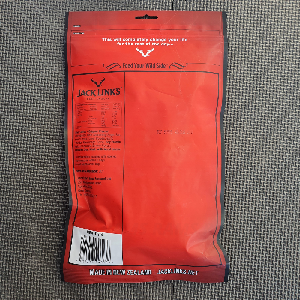 2x Jack Link's Beef Jerky 310g Original Made In New Zealand 17g Protein Snacks