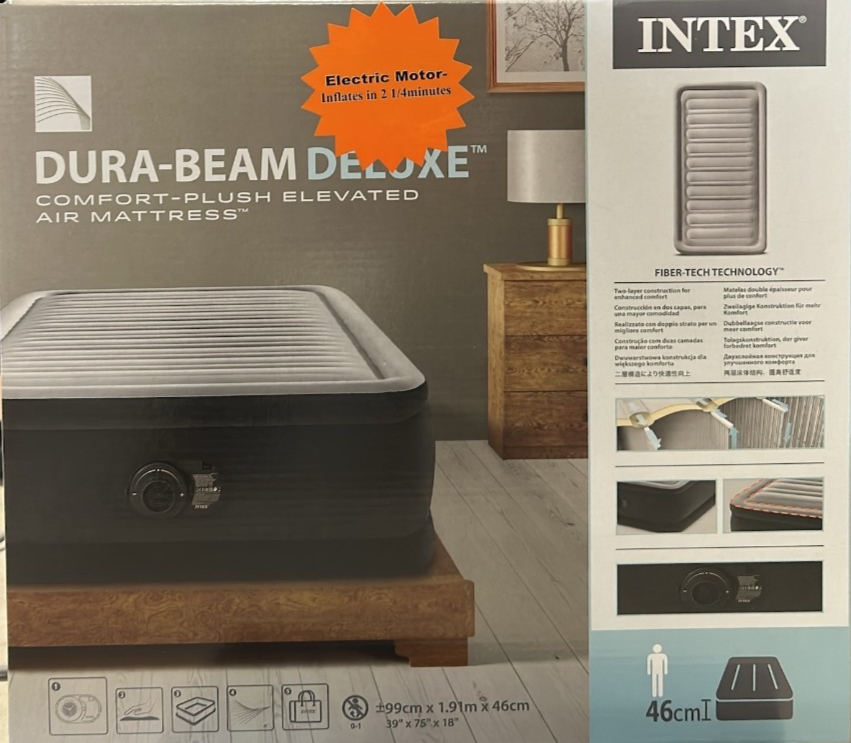 Intex Twin Inflatable Airbed Comfort Plush With Fiber Tech Rp 99x191x46cm