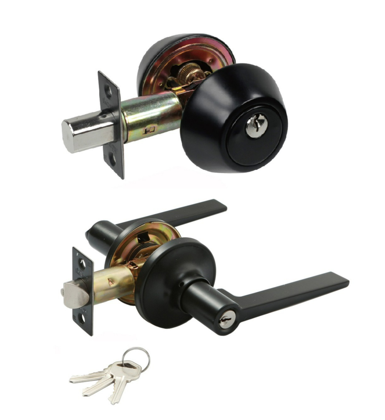Ikonic Combination Slimline Entrance Lever Lock Handle Set Deadbolt Matte Black