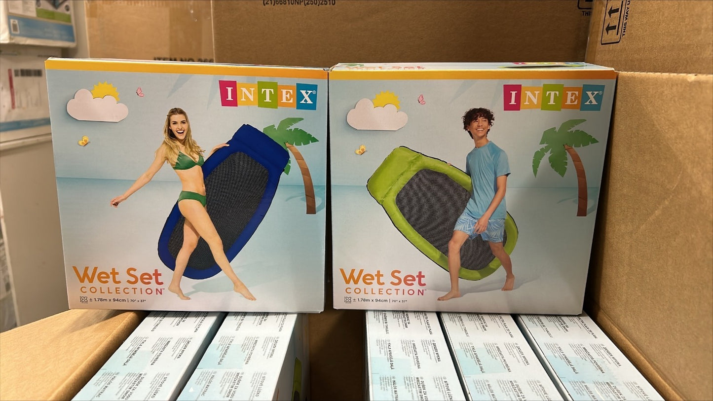 Intex Mesh Mats Inflatable Pool Lounge Mattress Float Raft with Head Rest Adult