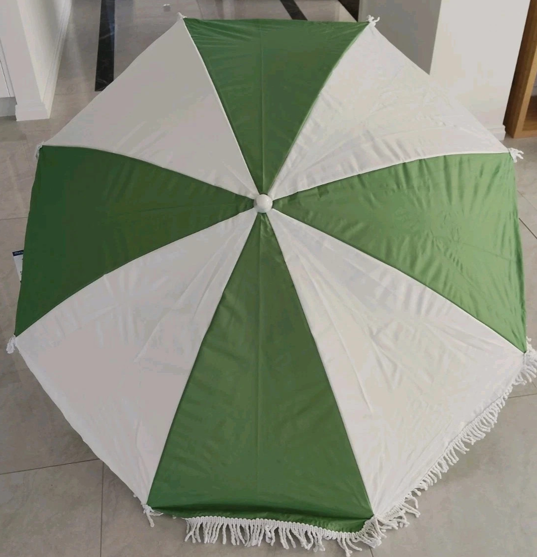 Marquee Beach Umbrella Tassel Picnic Portable Sun Protection 1.6m Mineral Green