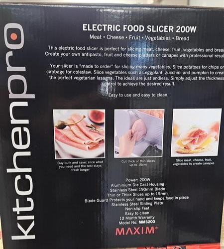 Maxim 200W Electric Food Slicer Meat Cheese  Bread Deli Cutter Adjustable