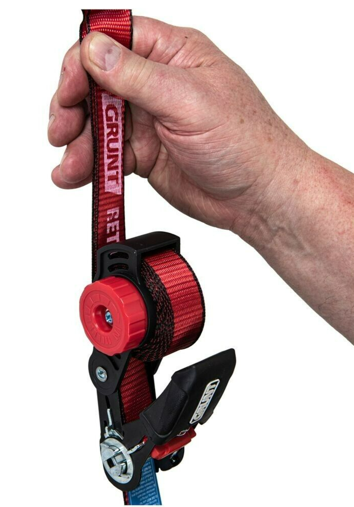 Grunt 25mm x 3.5m Manual Retractable Tie Down Ratchet Lashing Tie Straps 2 Pack