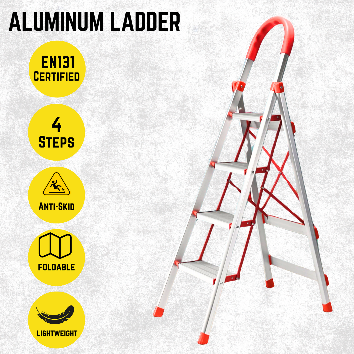 Katashi 4 Step Ladder Aluminium Multi Purpose Folding Light Weight Platform