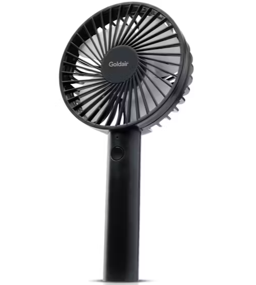 Goldair 10cm Rechargeable Personal Handheld Fan Mini Portable USB 3 Speed Black
