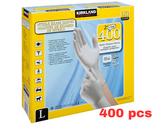 Kirkland Signature Nitrile Exam Gloves Large 2 x 200 Pack 400 Gloves Smart Pull