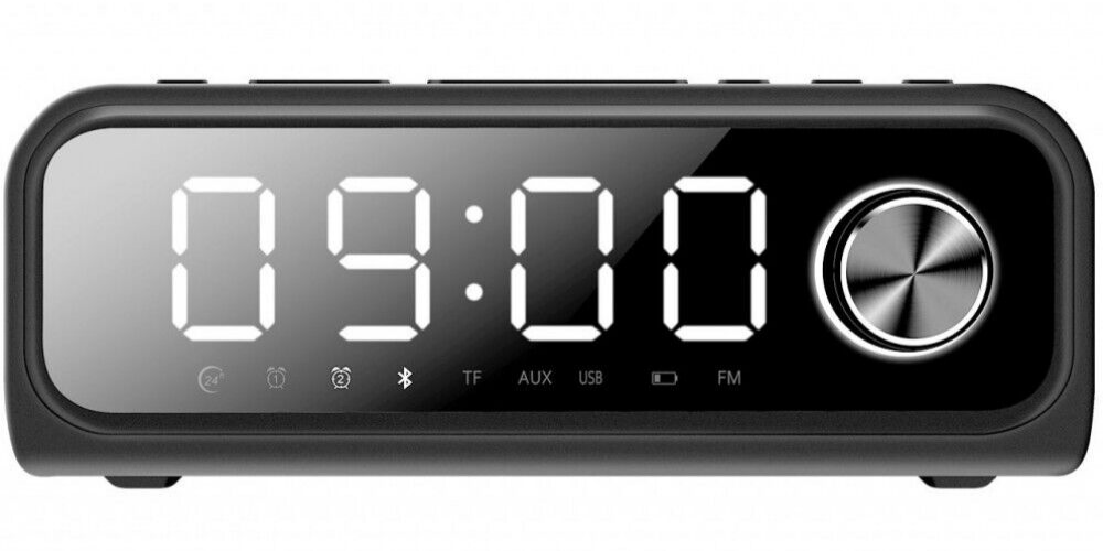 Laser Digital Alarm Clock FM Radio Wireless Charging w/ Bluetooth Speaker Red
